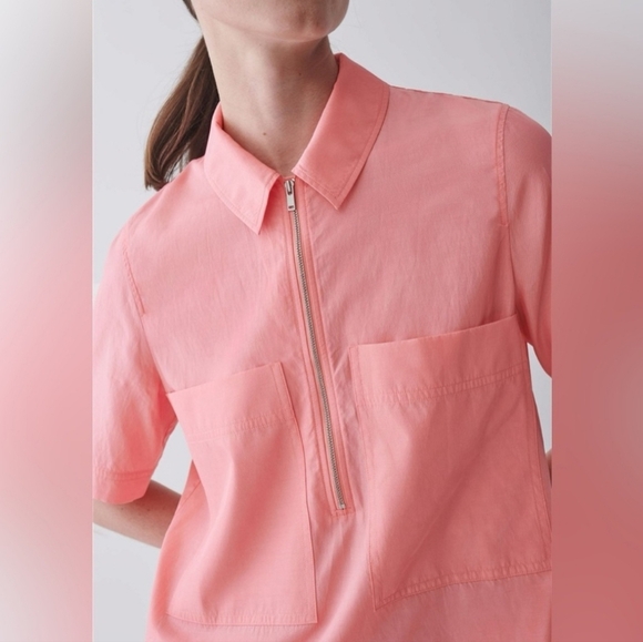COS Zip Up Coral Shirt Dress Size 10 - Picture 4 of 6